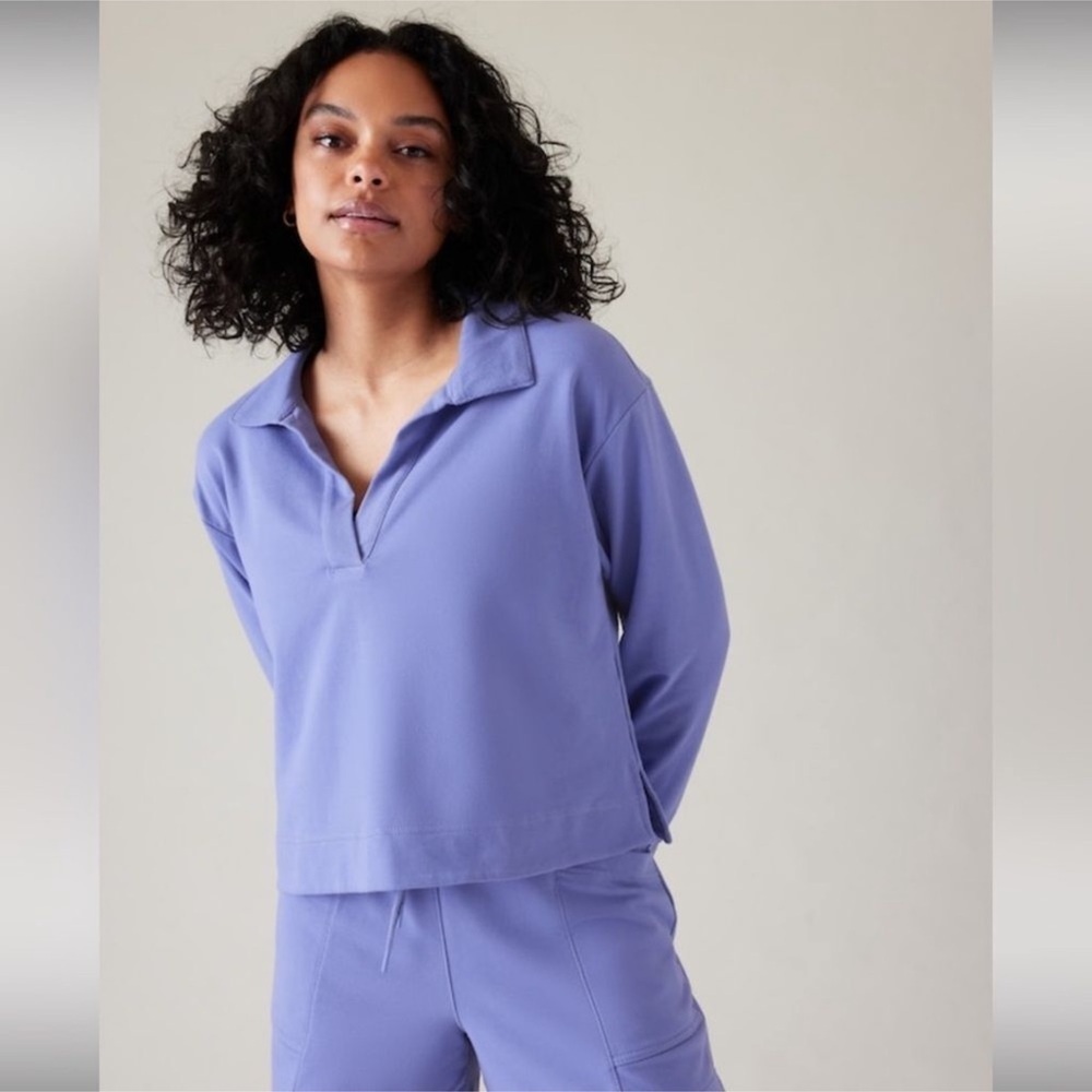 Nwt Athleta Retroterry Polo Sweatshirt